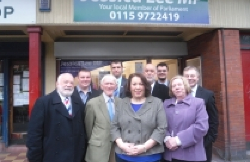 Conservative Candidates outside Jessica Lee MP's Community Office in Long Eaton